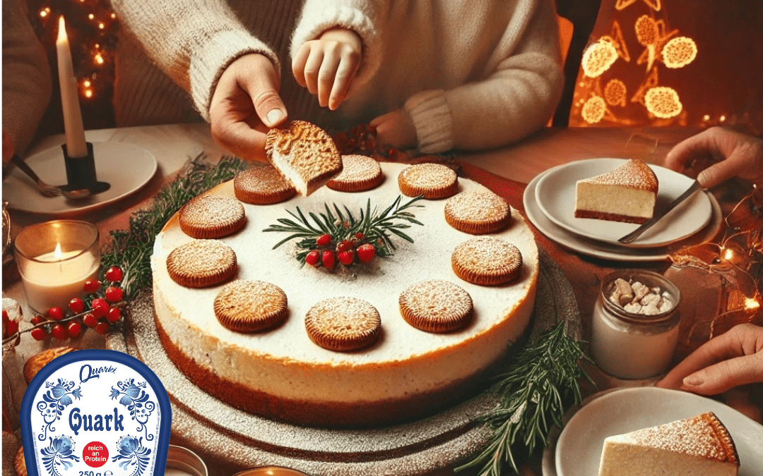 Festlicher Quark-Käsekuchen mit Spekulatius-Boden