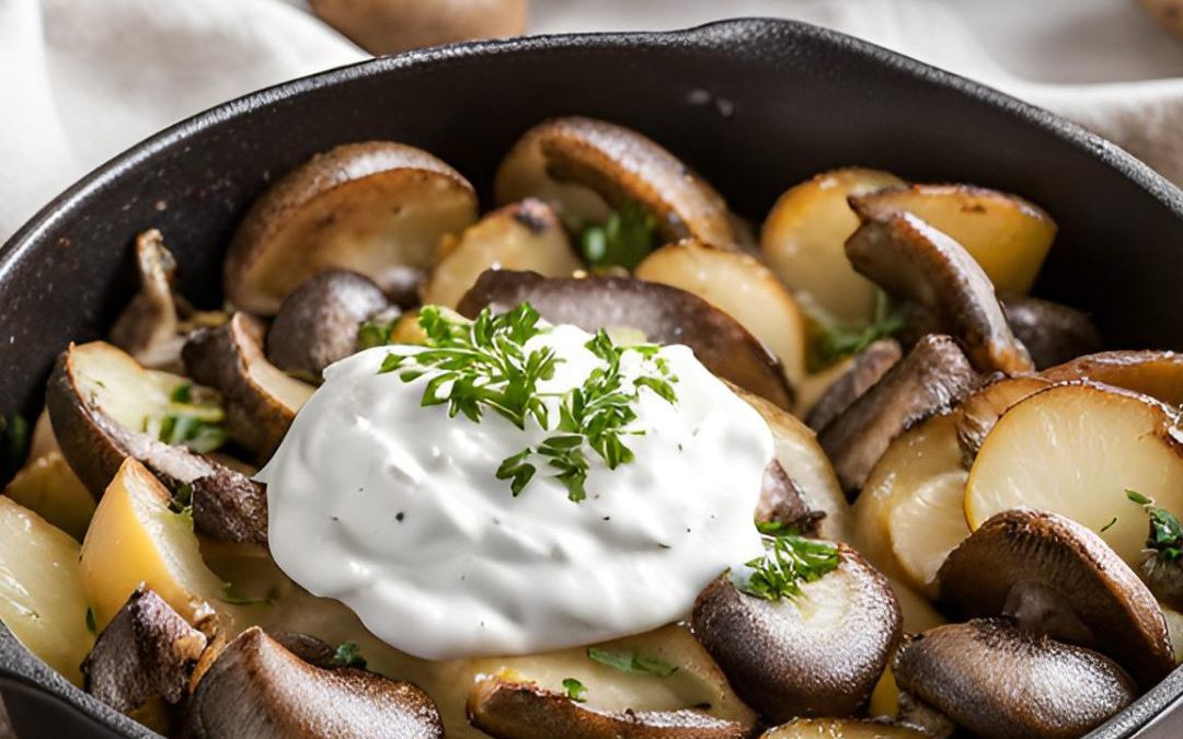 Pilz-Kartoffel-Pfanne mit Smetana
