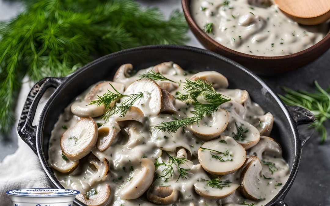 Rahmchampignons mit frischem Dill