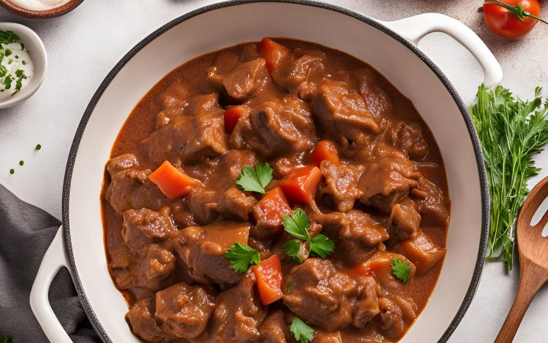 Rinder-Gulasch mit cremiger Smetana-Soße