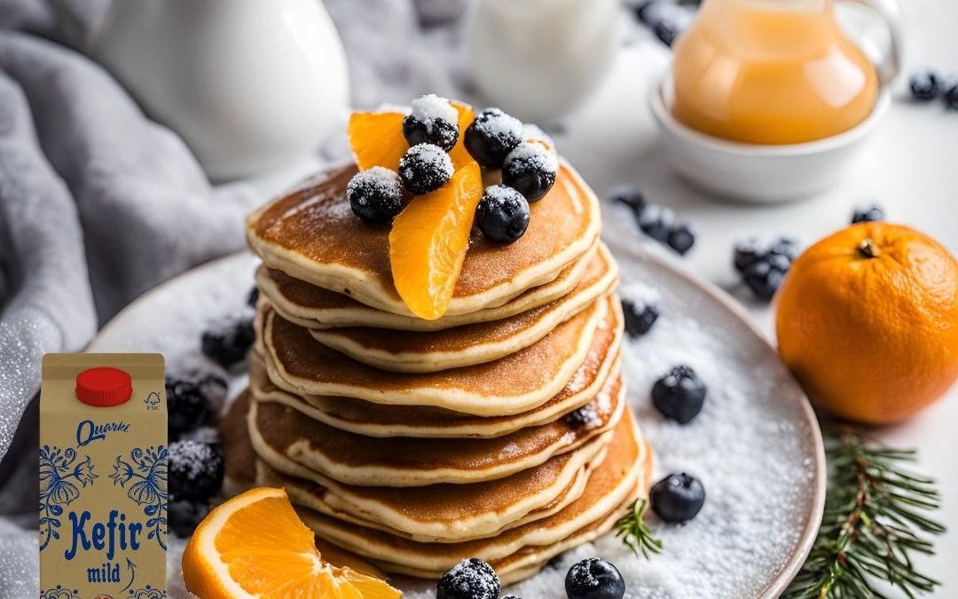 Winterliche Pancakes mit Orangen-Kefir-Sauce